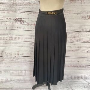 Zimmermann Black Pleated Belted Gold
Tone Horsebite Long Skirt - Size 0